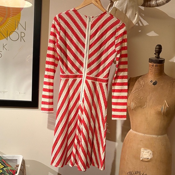 BCBG MaxAzria Open Weave Orange and Cream Striped Dress - Picture 5 of 6